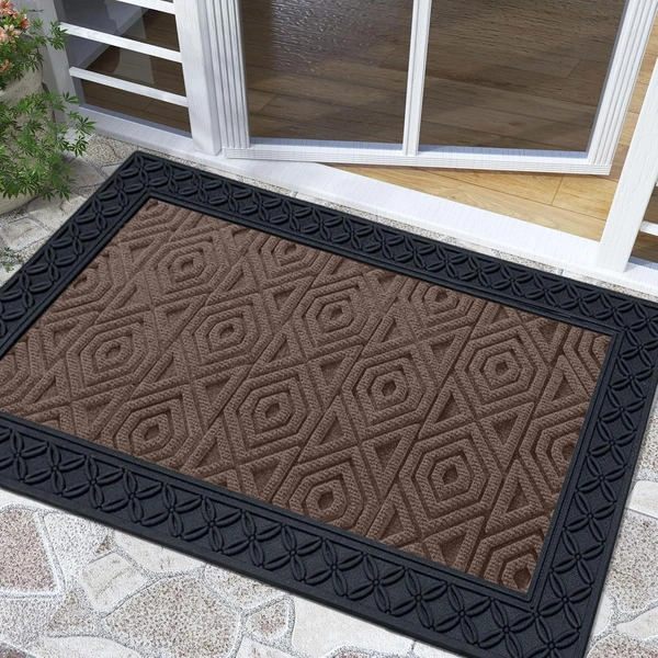 Luxe Home International Luxe Home Coir Door Mat Hexagon Anti Slip Waterproof Doormat for Indoor and Outdoor (Brown, 45cm x 75cm) - 45x75 cm, Brown