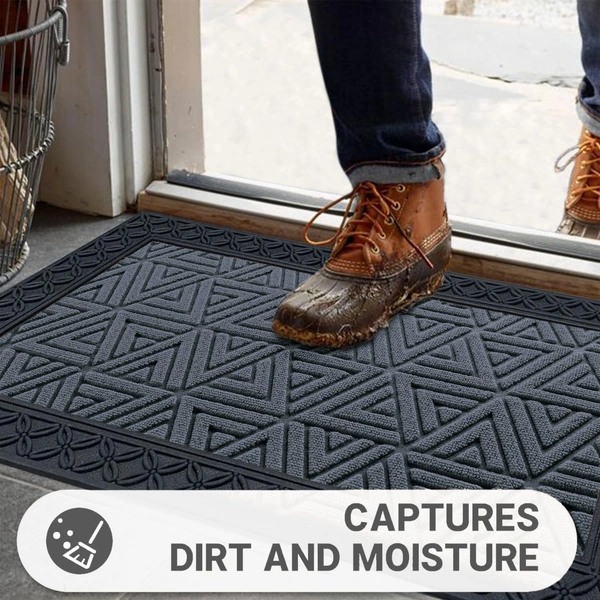Luxe Home International Luxe Home Coir Door Mat Triangle Anti Slip Waterproof Doormat for Indoor and Outdoor (Grey, 40cm x 60cm) - 40x60 cm, Grey