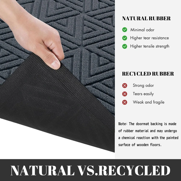 Luxe Home International Luxe Home Coir Door Mat Triangle Anti Slip Waterproof Doormat for Indoor and Outdoor (Grey, 40cm x 60cm) - 40x60 cm, Grey