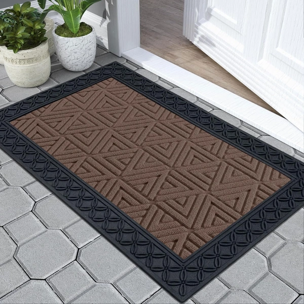Luxe Home International Luxe Home Coir Door Mat Triangle Anti Slip Waterproof Doormat for Indoor and Outdoor (Brown, 45cm x 75cm) - 45x75 cm, Brown