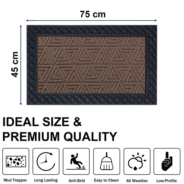 Luxe Home International Luxe Home Coir Door Mat Triangle Anti Slip Waterproof Doormat for Indoor and Outdoor (Brown, 45cm x 75cm) - 45x75 cm, Brown