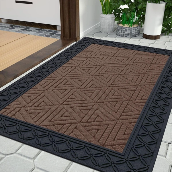 Luxe Home International Luxe Home Coir Door Mat Triangle Anti Slip Waterproof Doormat for Indoor and Outdoor (Brown, 45cm x 75cm) - 45x75 cm, Brown