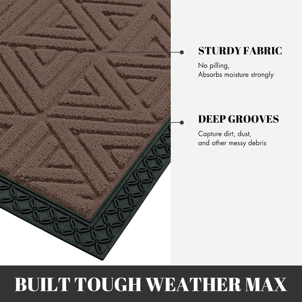 Luxe Home International Luxe Home Coir Door Mat Triangle Anti Slip Waterproof Doormat for Indoor and Outdoor (Brown, 40cm x 60cm) - 40x60 cm, Brown