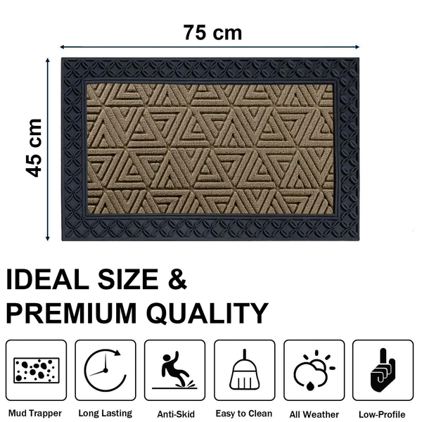 Luxe Home International Luxe Home Coir Door Mat Triangle Anti Slip Waterproof Doormat for Indoor and Outdoor (Yellow, 45cm x 75cm) - 45x75 cm, Yellow