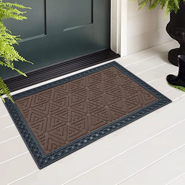 Luxe Home International Luxe Home Coir Door Mat Triangle Anti Slip Waterproof Doormat for Indoor and Outdoor (Brown, 40cm x 60cm) - 40x60 cm, Brown