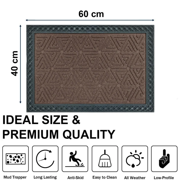 Luxe Home International Luxe Home Coir Door Mat Triangle Anti Slip Waterproof Doormat for Indoor and Outdoor (Brown, 40cm x 60cm) - 40x60 cm, Brown
