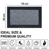 Luxe Home International Luxe Home Coir Door Mat Triangle Anti Slip Waterproof Doormat for Indoor and Outdoor (Silver, 45cm x 75cm) - 45x75 cm, Silver