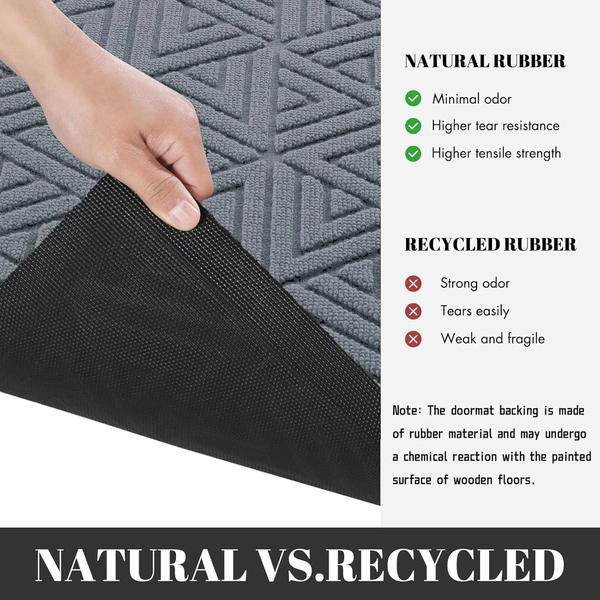 Luxe Home International Luxe Home Coir Door Mat Triangle Anti Slip Waterproof Doormat for Indoor and Outdoor (Silver, 45cm x 75cm) - 45x75 cm, Silver