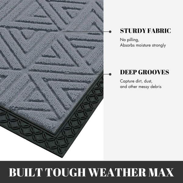 Luxe Home International Luxe Home Coir Door Mat Triangle Anti Slip Waterproof Doormat for Indoor and Outdoor (Silver, 45cm x 75cm) - 45x75 cm, Silver