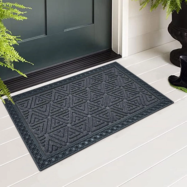 Luxe Home International Luxe Home Coir Door Mat Triangle Anti Slip Waterproof Doormat for Indoor and Outdoor (Grey, 40cm x 60cm) - 40x60 cm, Grey