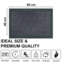 Luxe Home International Luxe Home Coir Door Mat Triangle Anti Slip Waterproof Doormat for Indoor and Outdoor (Grey, 40cm x 60cm) - 40x60 cm, Grey