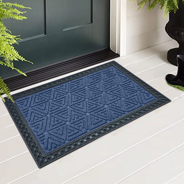 Luxe Home International Luxe Home Coir Door Mat Triangle Anti Slip Waterproof Doormat for Indoor and Outdoor (Blue, 40cm x 60cm) - 40x60 cm, Blue