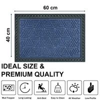 Luxe Home International Luxe Home Coir Door Mat Triangle Anti Slip Waterproof Doormat for Indoor and Outdoor (Blue, 40cm x 60cm) - 40x60 cm, Blue