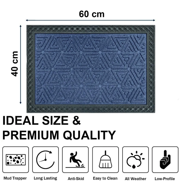 Luxe Home International Luxe Home Coir Door Mat Triangle Anti Slip Waterproof Doormat for Indoor and Outdoor (Blue, 40cm x 60cm) - 40x60 cm, Blue
