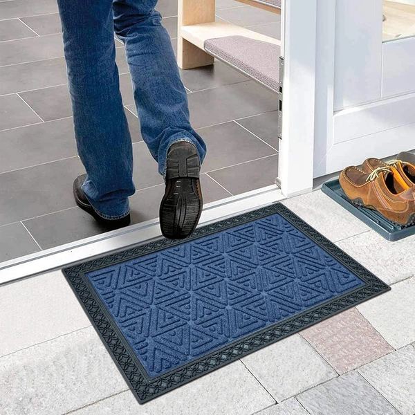 Luxe Home International Luxe Home Coir Door Mat Triangle Anti Slip Waterproof Doormat for Indoor and Outdoor (Blue, 40cm x 60cm) - 40x60 cm, Blue