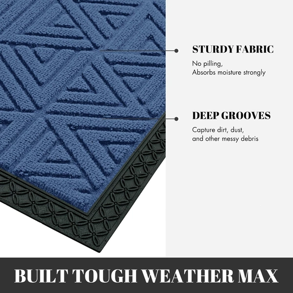 Luxe Home International Luxe Home Coir Door Mat Triangle Anti Slip Waterproof Doormat for Indoor and Outdoor (Blue, 45cm x 75cm) - 45x75 cm, Blue
