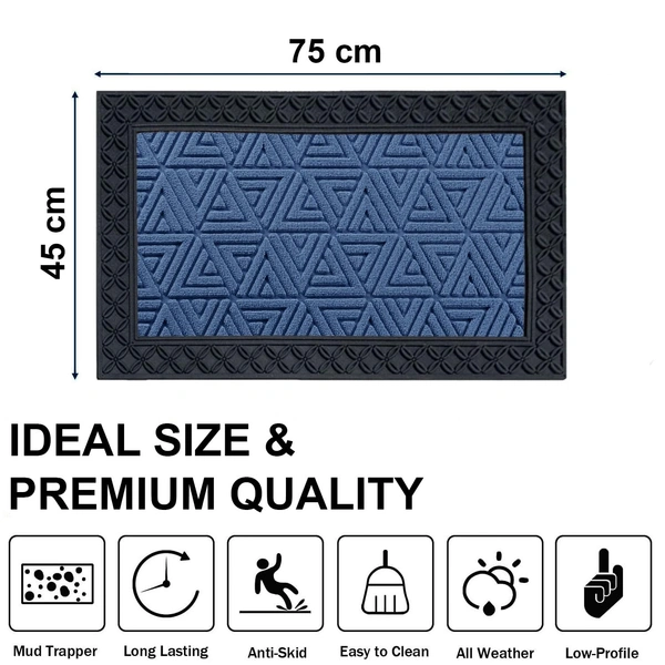 Luxe Home International Luxe Home Coir Door Mat Triangle Anti Slip Waterproof Doormat for Indoor and Outdoor (Blue, 45cm x 75cm) - 45x75 cm, Blue