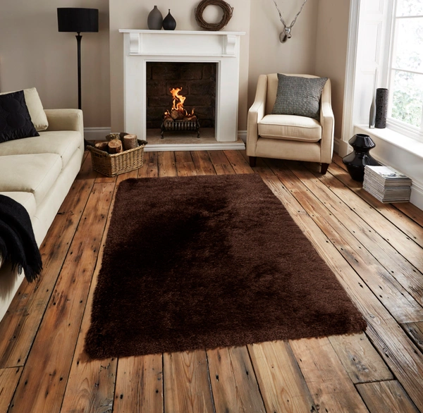 Luxe Home International Comfort Ellure Poly Fiber Anti-Skid Water Absorbant Soaking Washable Carpet Rug for Bedroom (Piece of 1, Chocolate, 3' x 5' ) - 3x5 Ft, Chocolate