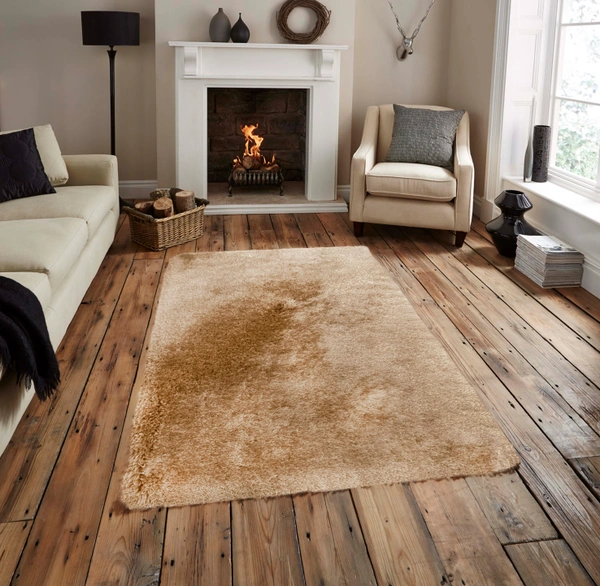 Luxe Home International Comfort Ellure Poly Fiber Anti-Skid Water Absorbant Soaking Washable Carpet Rug for Bedroom (Piece of 1, Anti Gold, 3' x 5' ) - 3x5 Ft, Anti Gold