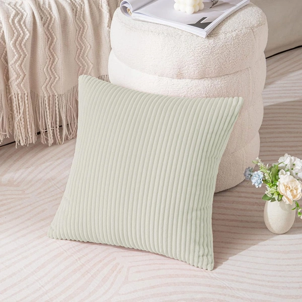 Luxe Home Corduroy Cushion Cover Super Soft for Sofa (16x16 Inch, Cream) Pack of 1