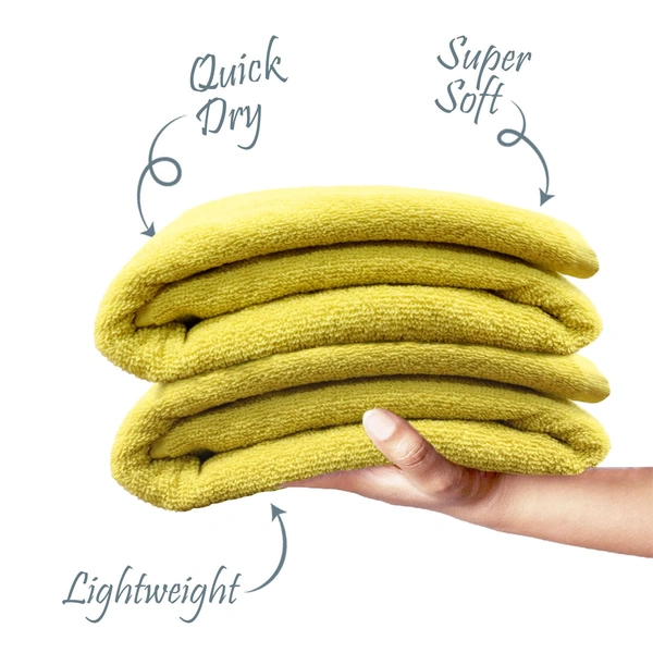 Luxe Home International Cotton Bath Towel 450 GSM Quick Dry Large Size Bathroom Towels for Men & Women, Home, Kitchen, Gym, Spa (70x137 cm, Yellow) - 70x137 cm, Yellow