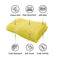 Luxe Home International Cotton Bath Towel 450 GSM Quick Dry Large Size Bathroom Towels for Men & Women, Home, Kitchen, Gym, Spa (70x137 cm, Yellow) - 70x137 cm, Yellow