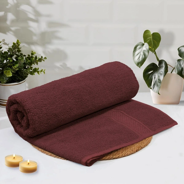 Luxe Home International Cotton Bath Towel 450 GSM Quick Dry Large Size Bathroom Towels for Men & Women, Home, Kitchen, Gym, Spa (70x137 cm, Wine) - 70x137 cm, Wine