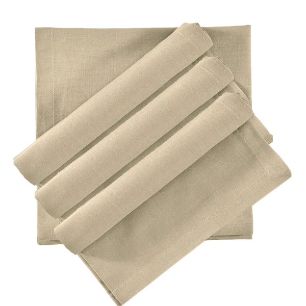 Luxe Home Cotton Kitchen Napkin Soft, Reusable, Washable, Lightweight, Quick-Dry for Dining Table and Kitchen Set of 4 (Beige, 45x45 cm)