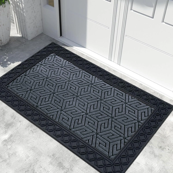 Luxe Home International Luxe Home Cube Rubber Coir Door Mat Anti Slip Doormat for Indoor and Outdoor (Grey, 45cm x 75cm) - 45x75 cm, Grey