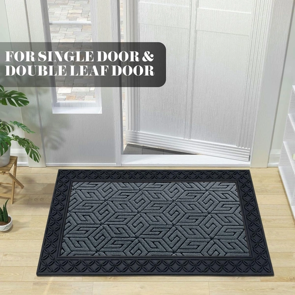 Luxe Home International Luxe Home Cube Rubber Coir Door Mat Anti Slip Doormat for Indoor and Outdoor (Grey, 45cm x 75cm) - 45x75 cm, Grey
