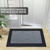 Luxe Home International Luxe Home Cube Rubber Coir Door Mat Anti Slip Doormat for Indoor and Outdoor (Silver, 45cm x 75cm) - 45x75 cm, Silver