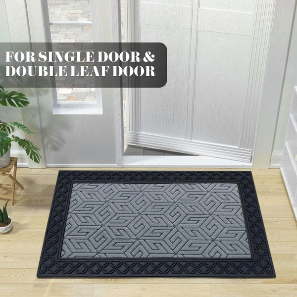 Luxe Home International Luxe Home Cube Rubber Coir Door Mat Anti Slip Doormat for Indoor and Outdoor (Silver, 45cm x 75cm) - 45x75 cm, Silver