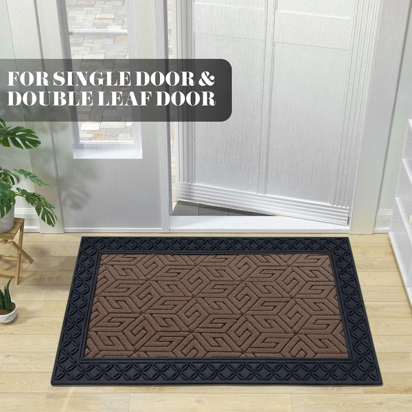 Luxe Home International Luxe Home Cube Rubber Coir Door Mat Anti Slip Doormat for Indoor and Outdoor (Brown, 45cm x 75cm) - 45x75 cm, Brown