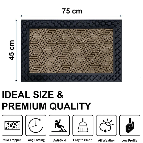 Luxe Home International Luxe Home Cube Rubber Coir Door Mat Anti Slip Doormat for Indoor and Outdoor (Yellow, 45cm x 75cm) - 45x75 cm, Yellow