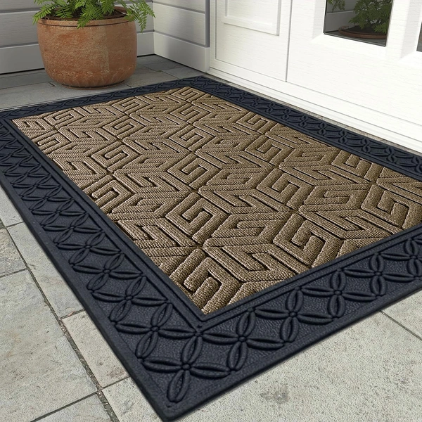 Luxe Home International Luxe Home Cube Rubber Coir Door Mat Anti Slip Doormat for Indoor and Outdoor (Yellow, 45cm x 75cm) - 45x75 cm, Yellow