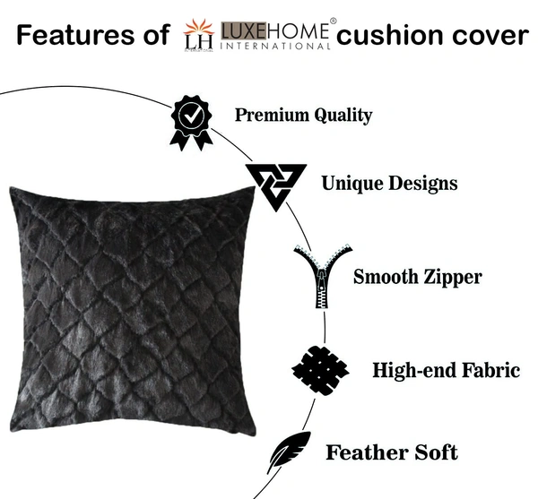 Luxe Home International Luxe Home Cushion Cover 16 inch x 16 inch Duble Side Rabbit Fur Diamond Design Covers Pack of 2 for Sofa, Bedroom, livingroom (Anthra) - Diamond Design, Anthra