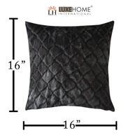 Luxe Home International Luxe Home Cushion Cover 16 inch x 16 inch Duble Side Rabbit Fur Diamond Design Covers Pack of 2 for Sofa, Bedroom, livingroom (Anthra) - Diamond Design, Anthra