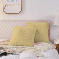 Luxe Home International Cushion Cover Marino Fur Sold Design Ultra Soft for Home Decor, Sofa, Bedroom, Fernituer, Living Room Set of 2 ( 16"x16", Gold) - 16x16, Gold