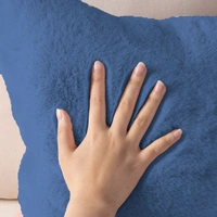 Luxe Home International Luxe Home Cushion Cover Rebbit Fur Sold Design Ultra Soft for Home Decor, Sofa, Bedroom, Fernituer, Living Room Set of 2 ( 16"x16", Blue) - Blue