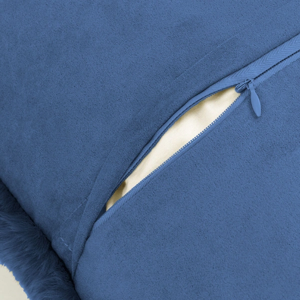 Luxe Home International Luxe Home Cushion Cover Rebbit Fur Sold Design Ultra Soft for Home Decor, Sofa, Bedroom, Fernituer, Living Room Set of 2 ( 16"x16", Blue) - Blue