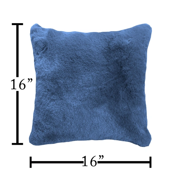 Luxe Home International Luxe Home Cushion Cover Rebbit Fur Sold Design Ultra Soft for Home Decor, Sofa, Bedroom, Fernituer, Living Room Set of 2 ( 16"x16", Blue) - Blue
