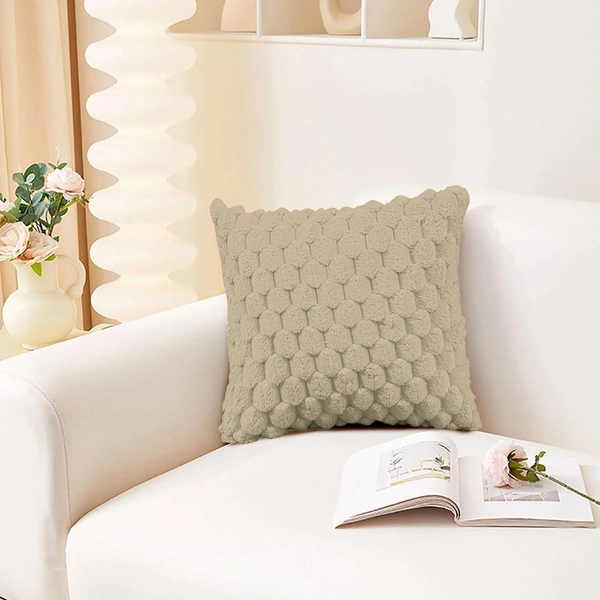 Luxe Home Cushion Cover Super Soft Decorative Cushion Cover for Sofa, Bedroom, Living Room Cushion Cover 16 Inch x 16 Inch Beige-Pack of 1