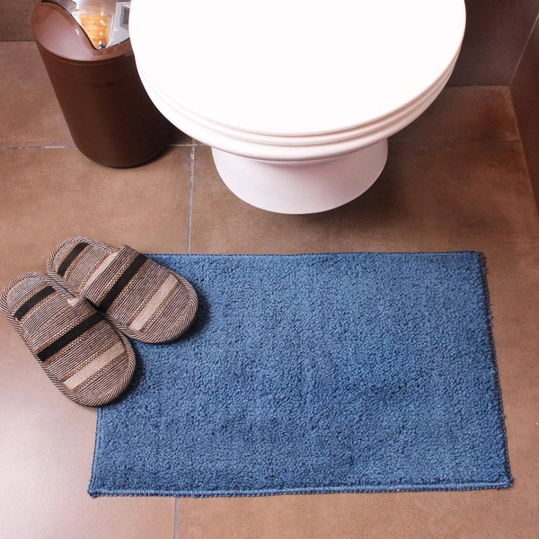 Luxe Home International Bathmat Bostan Microfiber 1600 GSM Anti-Skid ( Blue , 38 Cm x 58 Cm , Pack of 1 ) - 40x60 cm, Blue