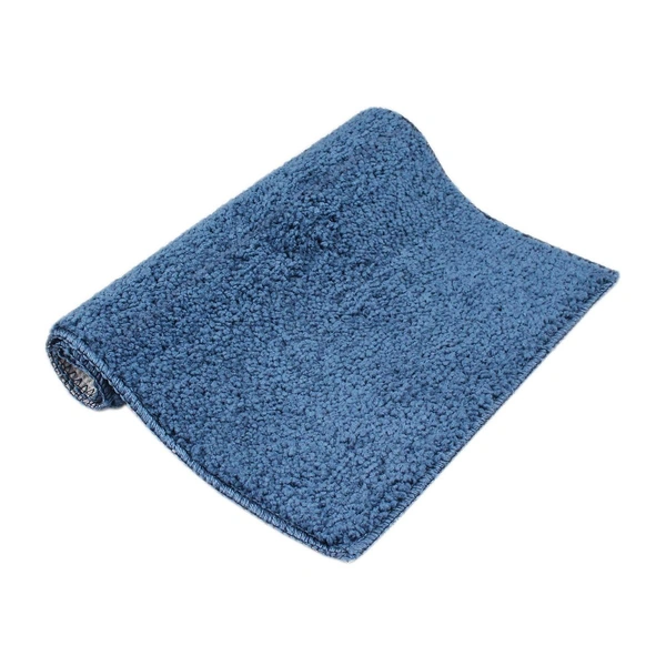 Luxe Home International Bathmat Bostan Microfiber 1600 GSM Anti-Skid ( Blue , 38 Cm x 58 Cm , Pack of 1 ) - 40x60 cm, Blue