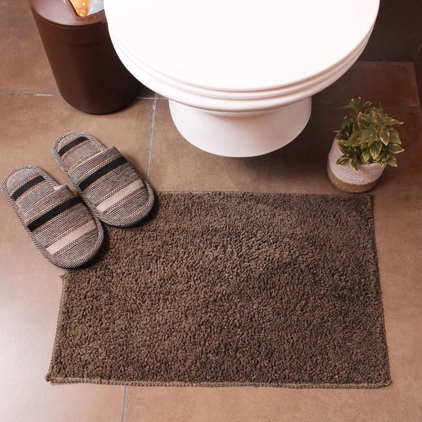 Luxe Home International Bathmat Bostan Microfiber 1600 GSM Anti-Skid ( Coffee , 38 Cm x 58 Cm , Pack of 1 ) - 40x60 cm, Coffee