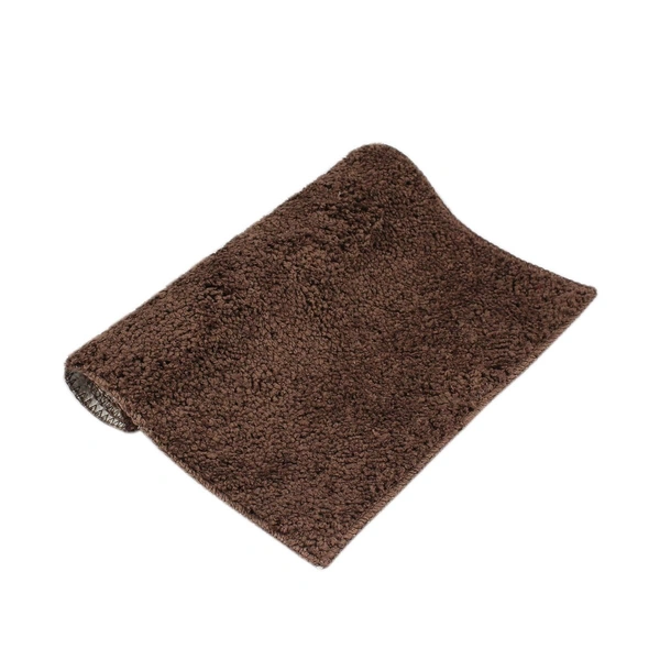 Luxe Home International Bathmat Bostan Microfiber 1600 GSM Anti-Skid ( Coffee , 38 Cm x 58 Cm , Pack of 1 ) - 40x60 cm, Coffee