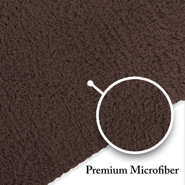 Luxe Home International Bathmat Bostan Microfiber 1600 GSM Anti-Skid ( Coffee , 38 Cm x 58 Cm , Pack of 1 ) - 40x60 cm, Coffee