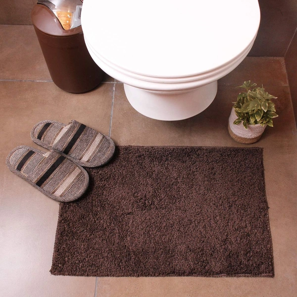 Luxe Home International Bathmat Bostan Microfiber 1600 GSM Anti-Skid ( Chocolate , 38 Cm x 58 Cm , Pack of 1 ) - 40x60 cm, Chocolate