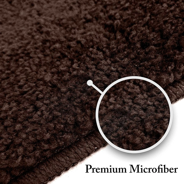 Luxe Home International Bathmat Bostan Microfiber 1600 GSM Anti-Skid ( Chocolate , 38 Cm x 58 Cm , Pack of 1 ) - 40x60 cm, Chocolate