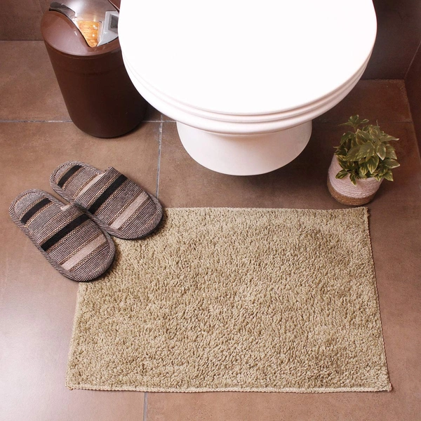 Luxe Home International Bathmat Bostan Microfiber 1600 GSM Anti-Skid ( Beige , 38 Cm x 58 Cm , Pack of 1 ) - 40x60 cm, Beige